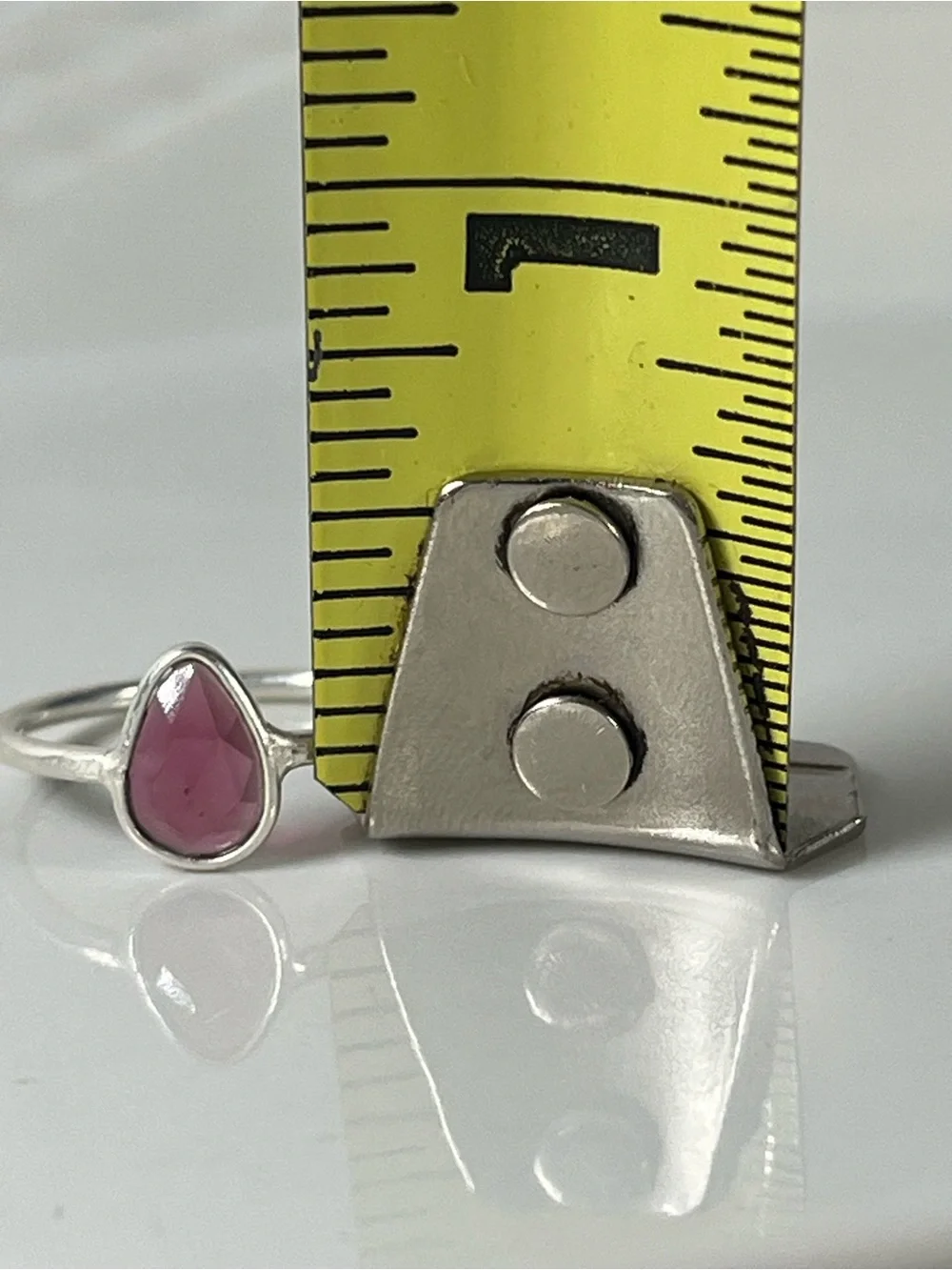 Solid Sterling Silver 925 Ruby Corundum Gemstone Flat Stacker Ring Size 6.5